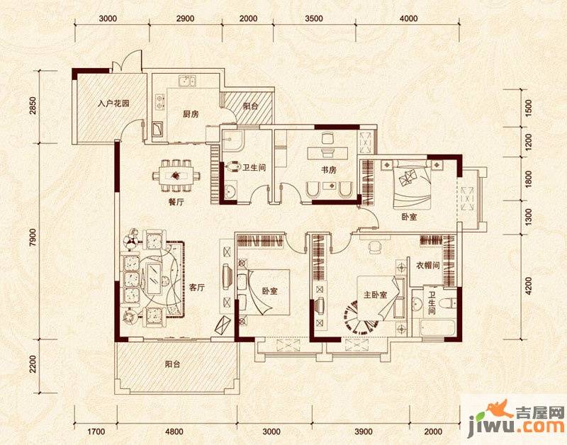 懿府4室2厅2卫159㎡户型图