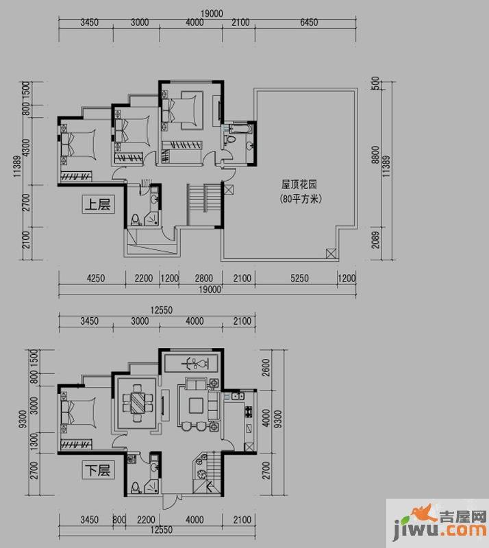 都市道1号4室2厅3卫201.4㎡户型图