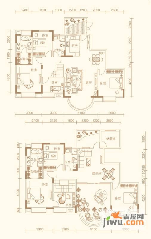 紫金庄园7室3厅4卫309.8㎡户型图