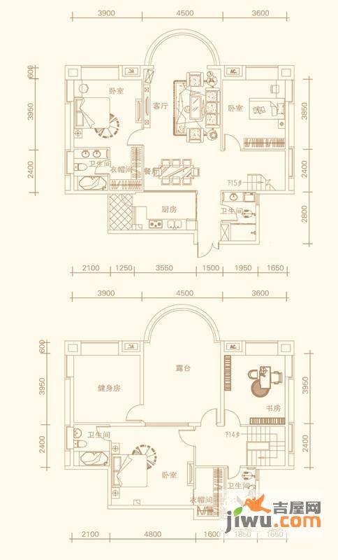 紫金庄园4室2厅4卫214.7㎡户型图