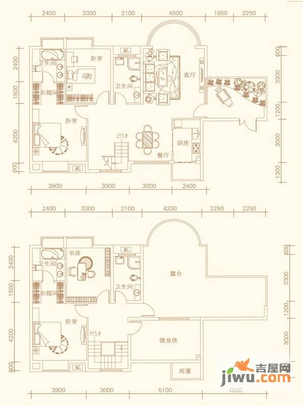 紫金庄园4室2厅4卫225.8㎡户型图