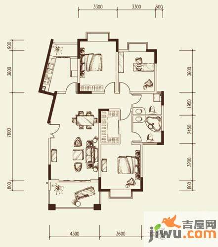 银地班芙小镇3室2厅2卫132.9㎡户型图