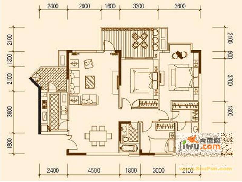 涧桥泊林3室2厅2卫137.4㎡户型图