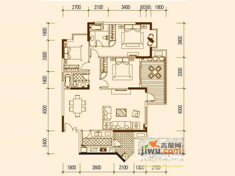 涧桥泊林3室2厅2卫133.8㎡户型图