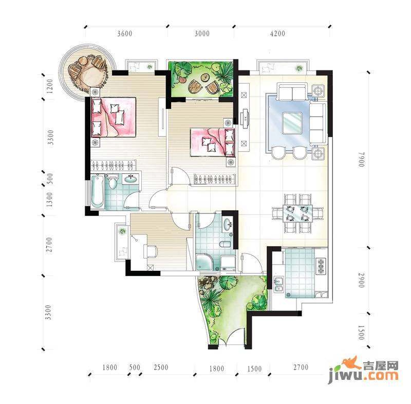 腾龙湾3室2厅2卫124.9㎡户型图