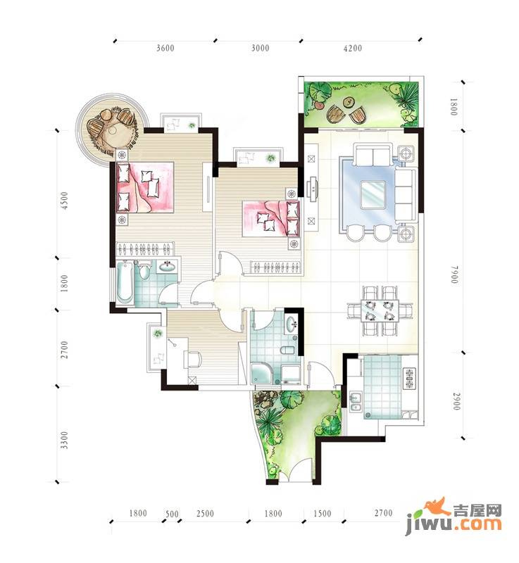 腾龙湾3室2厅2卫125.8㎡户型图