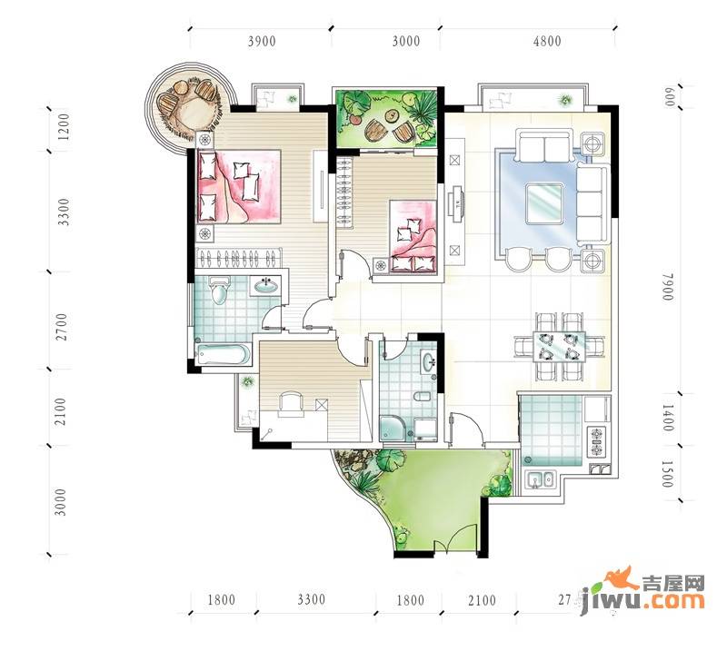 腾龙湾3室2厅2卫138.7㎡户型图