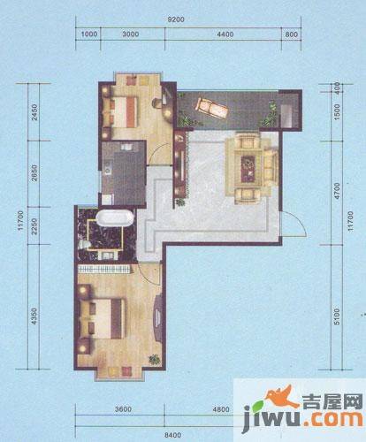 南湖郡2室2厅1卫79.9㎡户型图