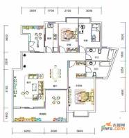 观山湖1号3室2厅2卫131.2㎡户型图