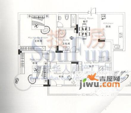 海泓兰馨苑3室2厅2卫112.8㎡户型图