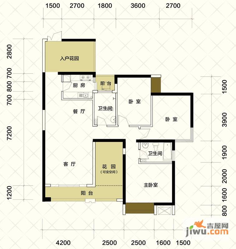 北城公馆3室2厅2卫143.2㎡户型图