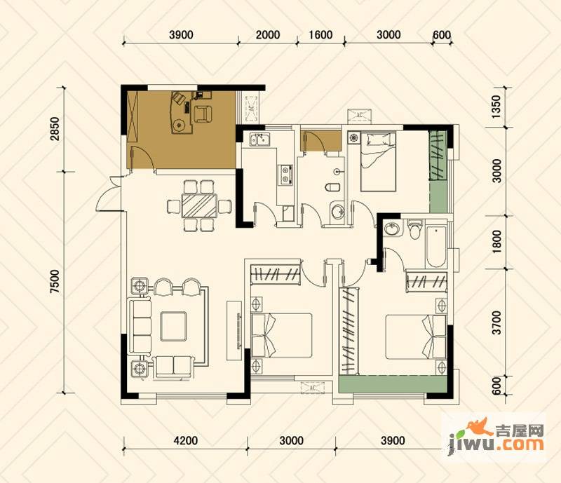 兆基新王府4室2厅2卫118.6㎡户型图