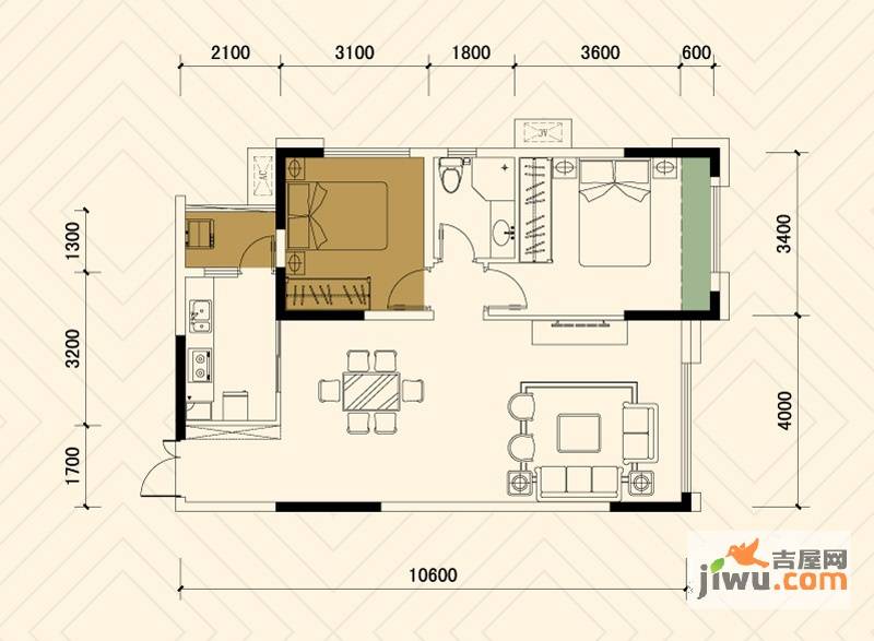 兆基新王府2室2厅1卫85.5㎡户型图