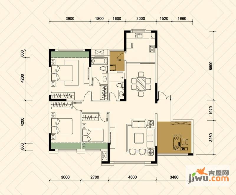 兆基新王府4室2厅2卫136.3㎡户型图