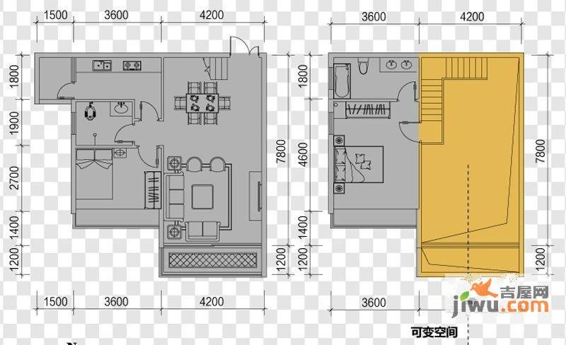 宅学2室2厅2卫104.1㎡户型图