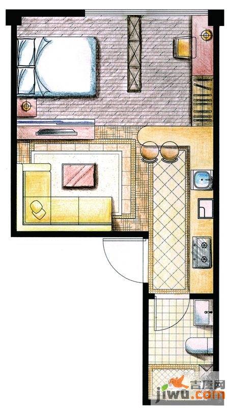 合金公寓1室1厅1卫35㎡户型图