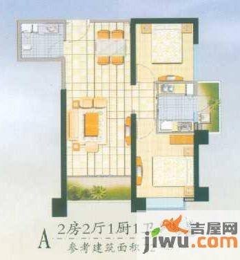 天骄北麓2室2厅2卫72.1㎡户型图