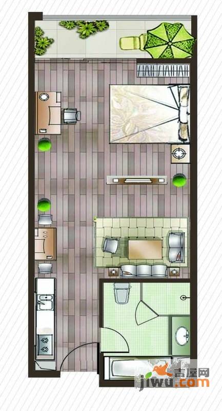 和谐世纪1室1厅1卫54.1㎡户型图