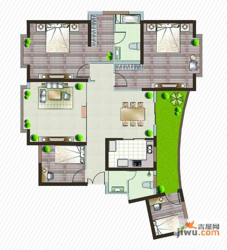 和谐世纪4室2厅2卫143.9㎡户型图