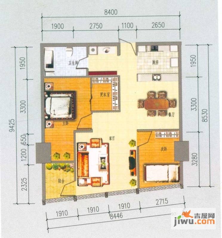 百富琪商业广场2室2厅1卫75.4㎡户型图