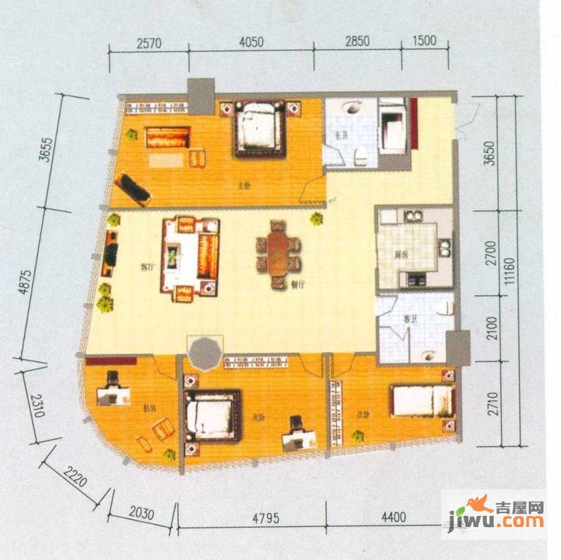 百富琪商业广场4室2厅2卫139.6㎡户型图