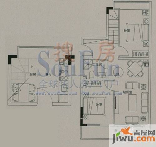 云大知城·牛津花园2室2厅1卫74㎡户型图