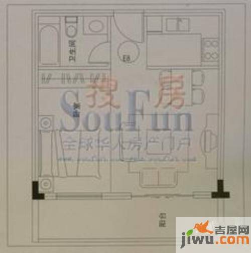 云大知城·牛津花园2室2厅1卫41.5㎡户型图