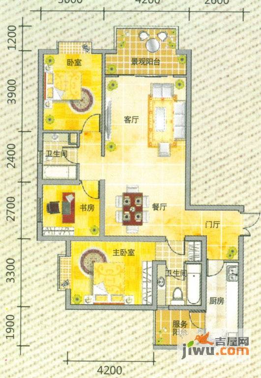 翡翠湾3室2厅2卫123.3㎡户型图