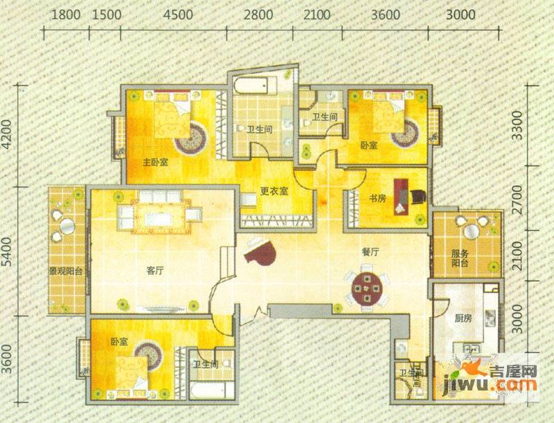 翡翠湾5室3厅4卫217.7㎡户型图