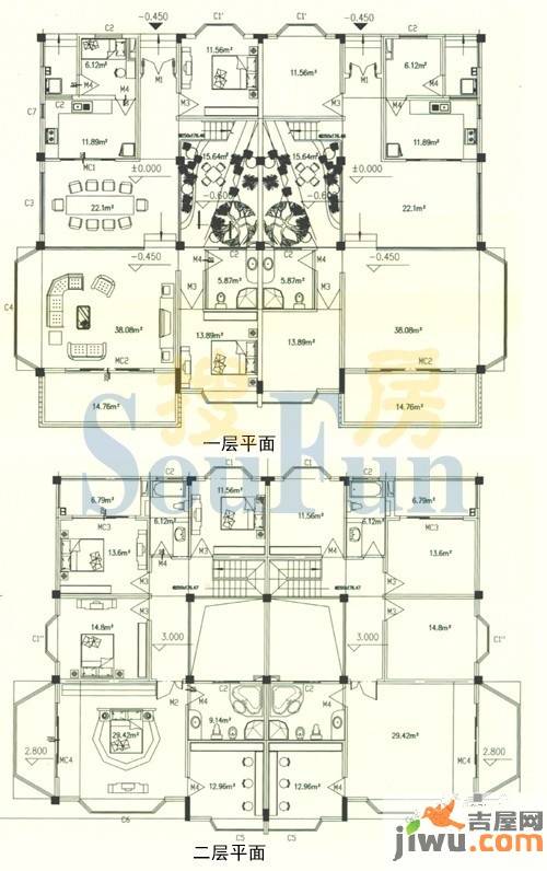 岭东紫郡6室3厅3卫258㎡户型图