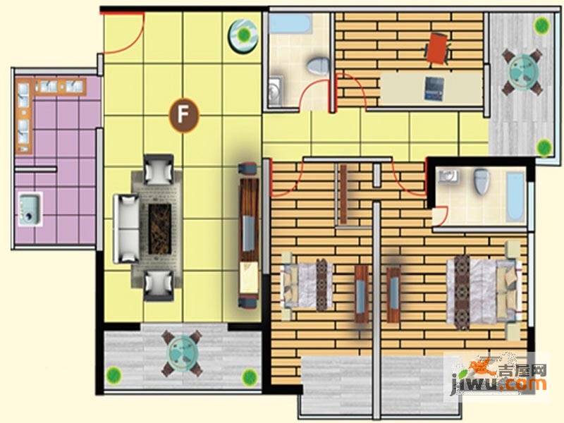 大商家3室2厅2卫132㎡户型图