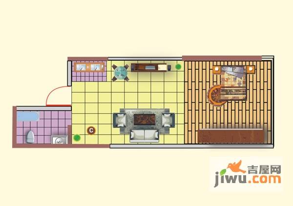 大商家1室1厅1卫55.8㎡户型图