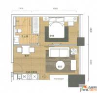 空间俊园1室2厅1卫52㎡户型图