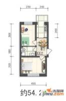 华亨名城2室1厅1卫54.3㎡户型图