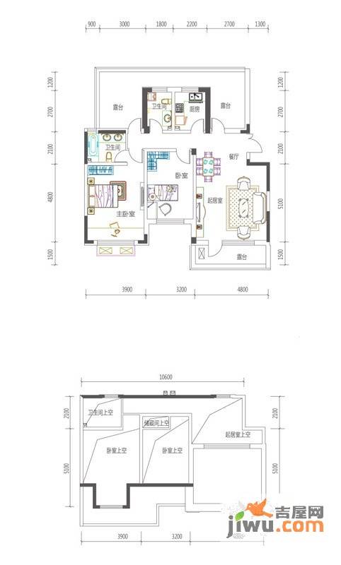 复地哥德堡森林三期墅香洋房2室2厅1卫99.5㎡户型图