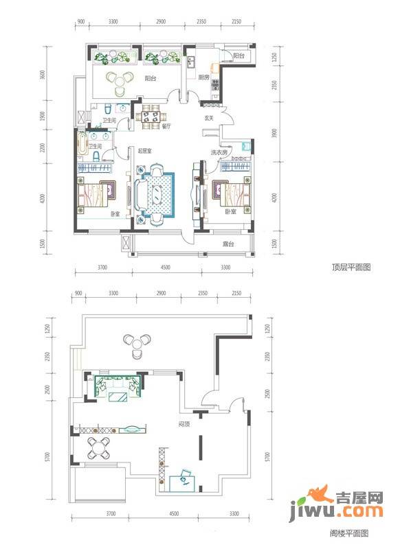 复地哥德堡森林三期墅香洋房2室2厅1卫133.1㎡户型图