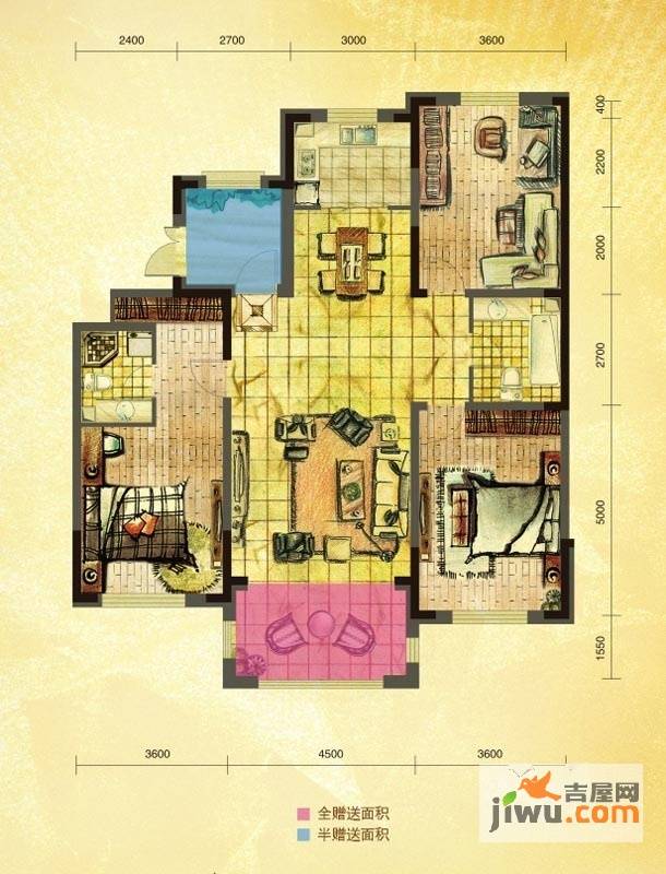 力旺弗朗明歌3室2厅2卫150㎡户型图