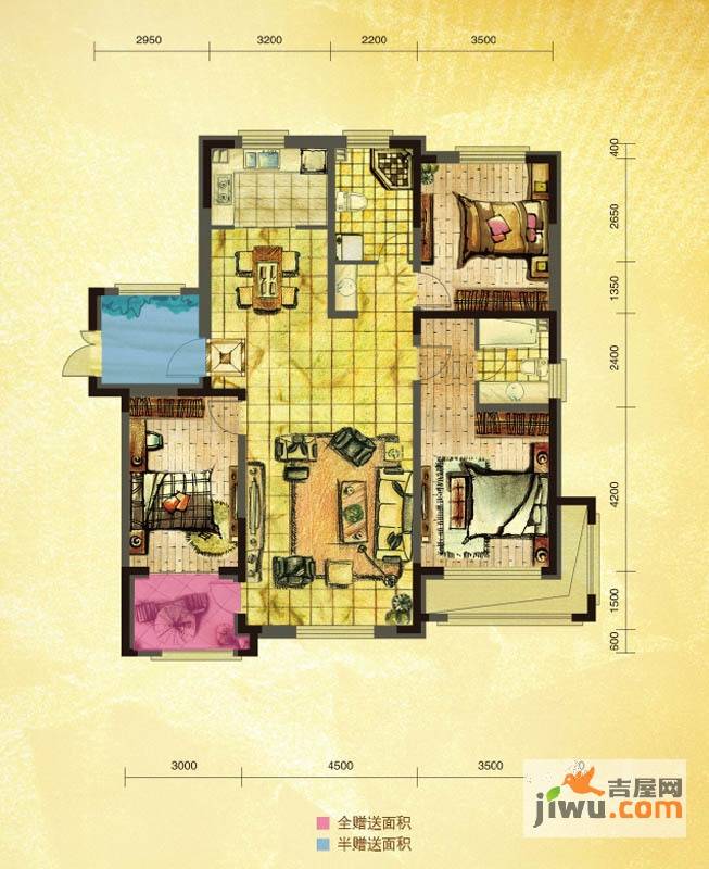 力旺弗朗明歌1室2厅2卫146.4㎡户型图