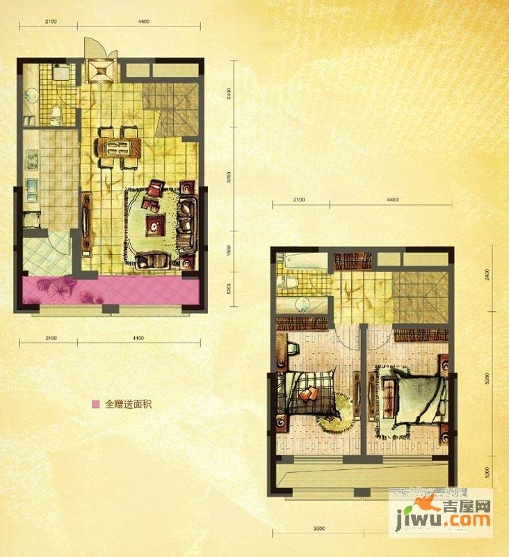 力旺弗朗明歌2室2厅2卫111.2㎡户型图