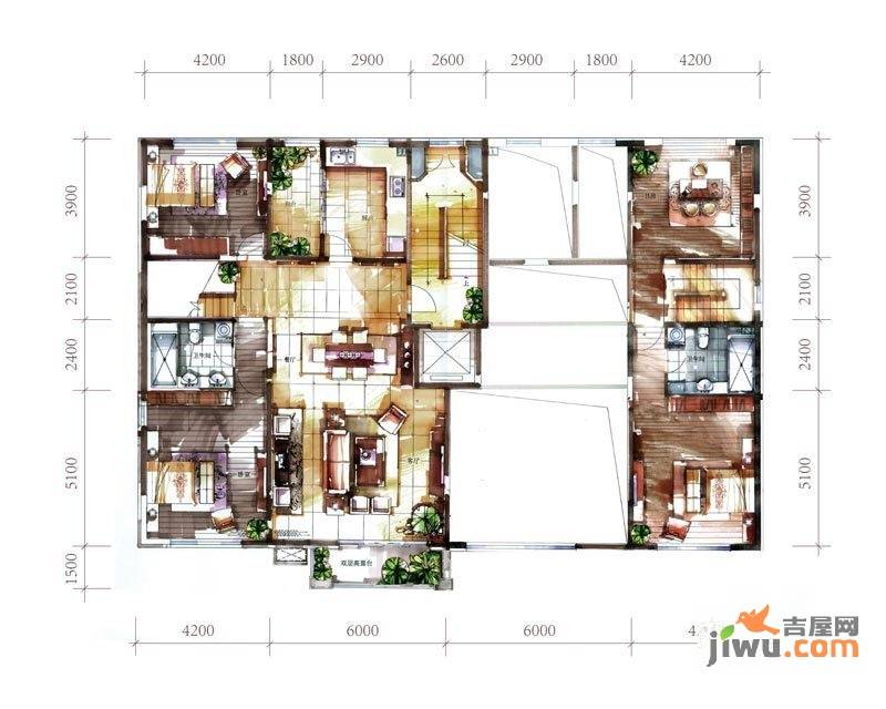 中海国际社区4室2厅2卫222㎡户型图