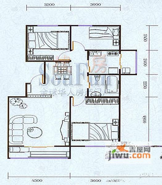 博众新城二期3室2厅1卫111㎡户型图