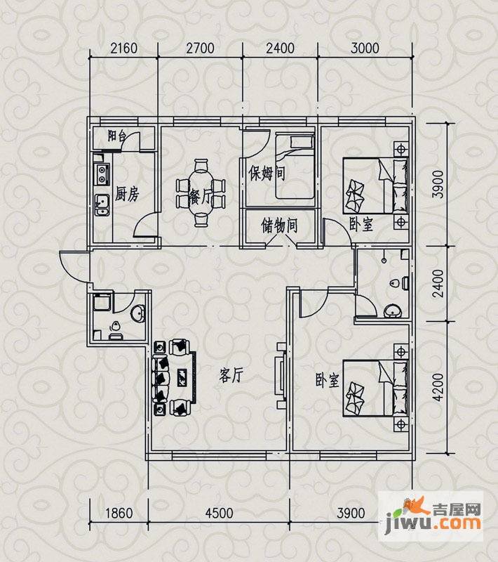 新星宇福苑3室2厅0卫120.9㎡户型图