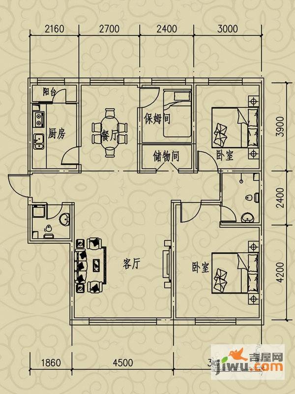 新星宇福苑3室2厅0卫120.9㎡户型图