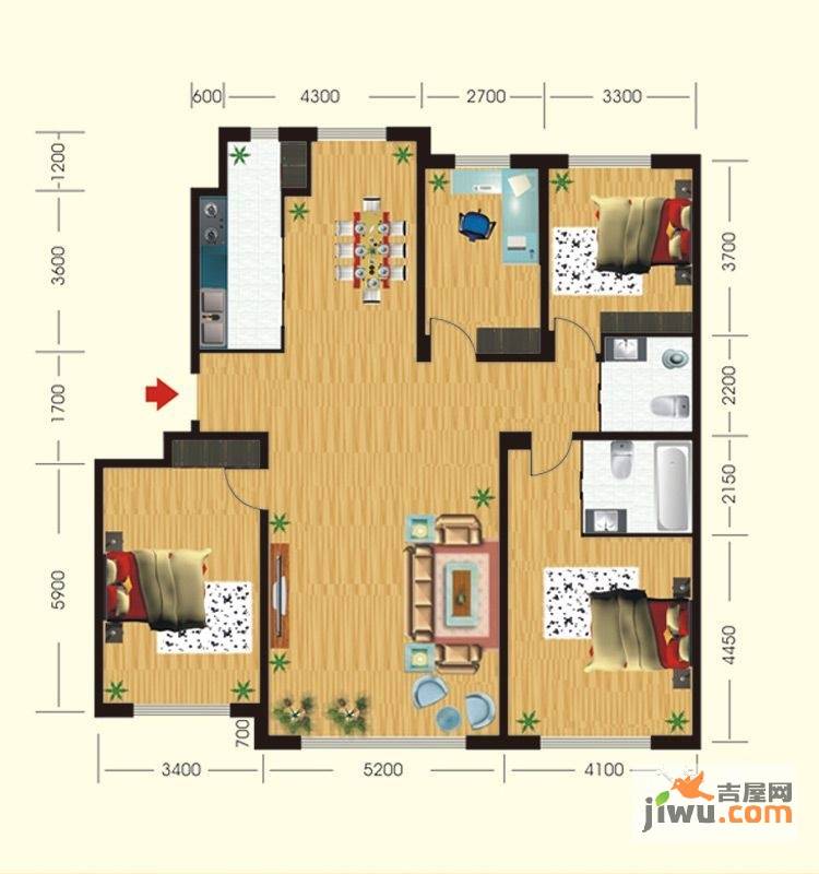 隆德华府4室2厅2卫174.8㎡户型图