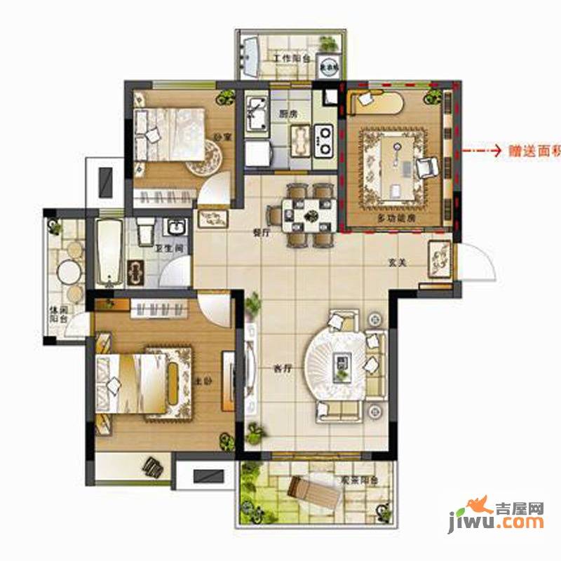 金色学府2室2厅1卫78.8㎡户型图