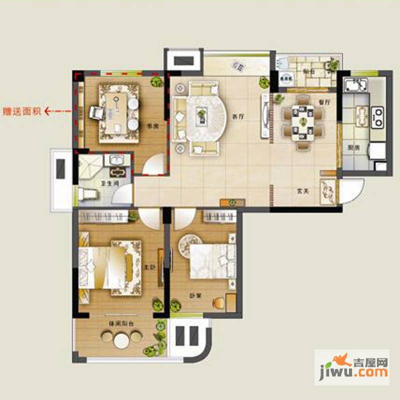 金色学府2室2厅1卫84.1㎡户型图