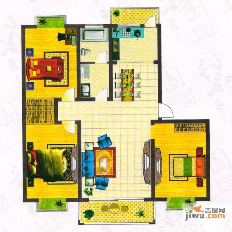 梨园小区3室2厅1卫133.8㎡户型图