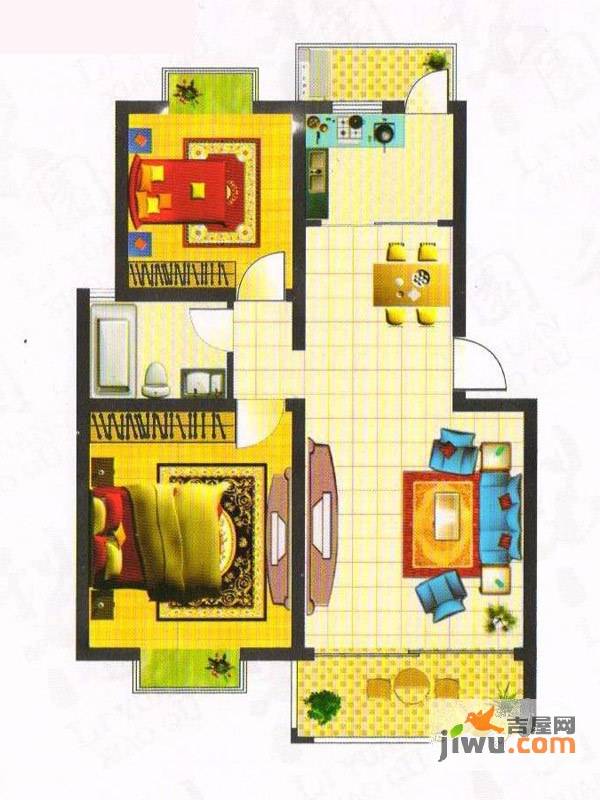 梨园小区2室2厅1卫85.8㎡户型图