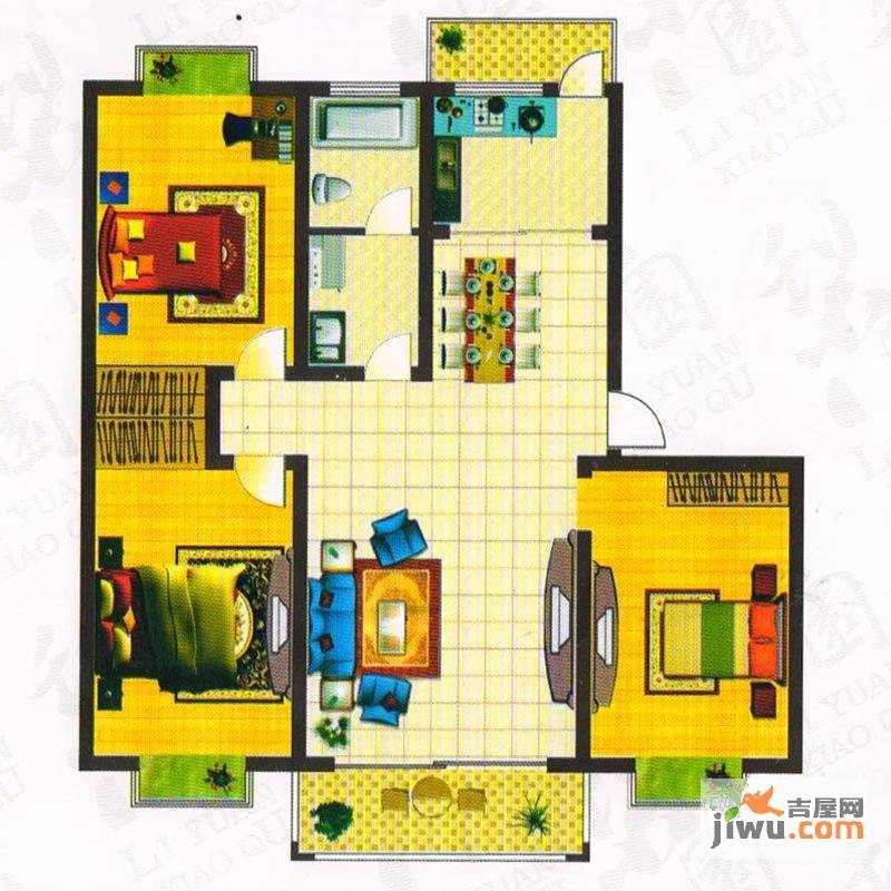 梨园小区3室2厅1卫133.8㎡户型图