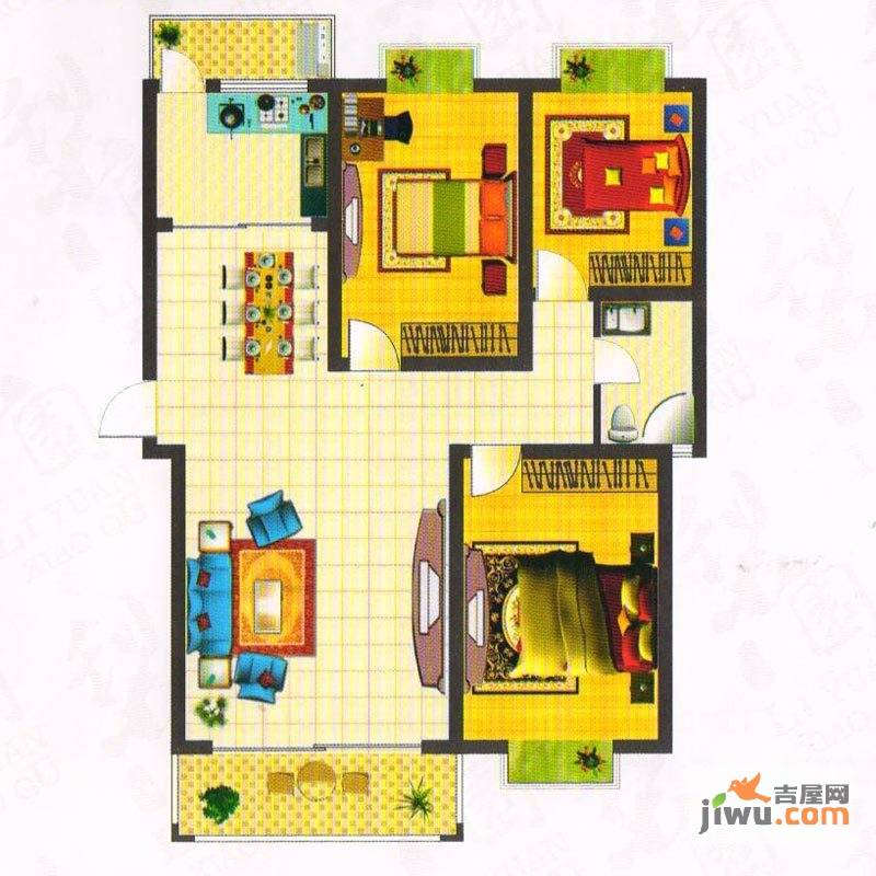 梨园小区3室2厅1卫119㎡户型图